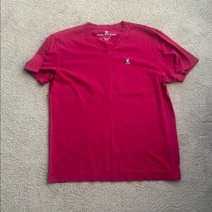 Psycho Bunny Men's Bold Red V-Neck Tee